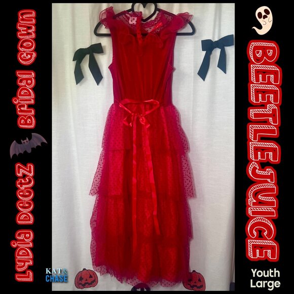 Spirit Halloween Beetlejuice Bride Lydia Deetz Dress Youth L 12-14 Kids Costume - Picture 2 of 12